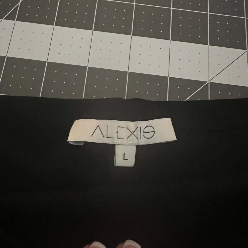 Alexis Lindes Black Off The Shoulder Bell Sleeve Stretch Cropped Top Large - Picture 6 of 7